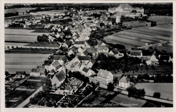 Postcard Wiblingen Ulm on the Danube, panorama, castle, aerial photograph