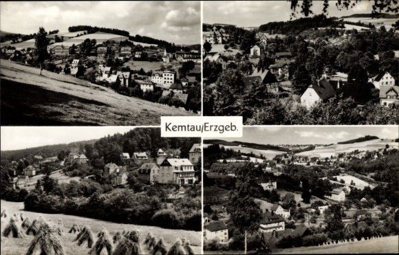 Postcard Kemtau Burkhardtsdorf in the Ore Mountains, view of the place, fields