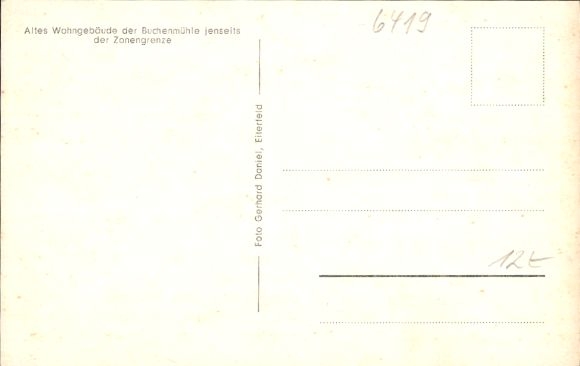 Postcard Soisdorf Eiterfeld in Hesse, Buchenmühle, zone border, before demolition