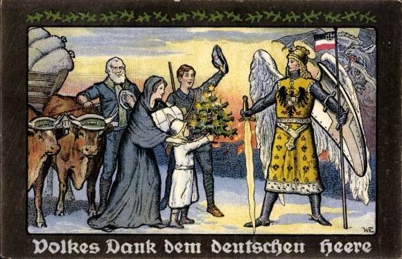 Artist Postcard People's Thanks to the German Army, Hamburg Sacrifice Day, Christmas Gift 1915