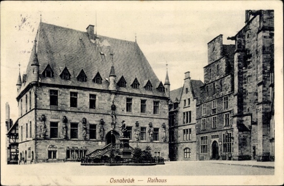 Ak Osnabrück in Niedersachsen, Rathaus, Brunnen
