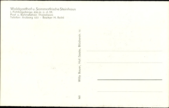 Postcard Thiersheim in the Fichtelgebirge of Upper Franconia, Waldgaststätte Steinhaus