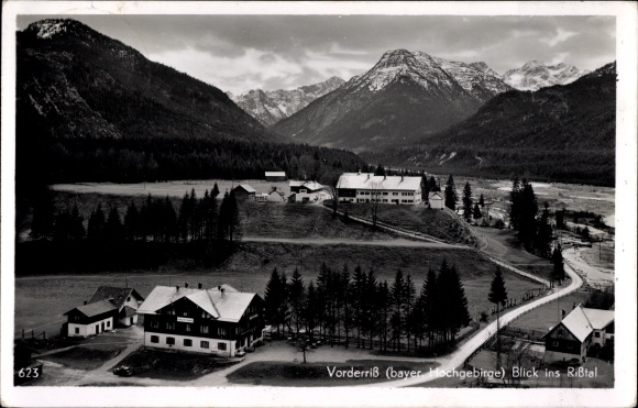 Postcard Vorderriss Lenggries in Upper Bavaria, view of the Riss Valley