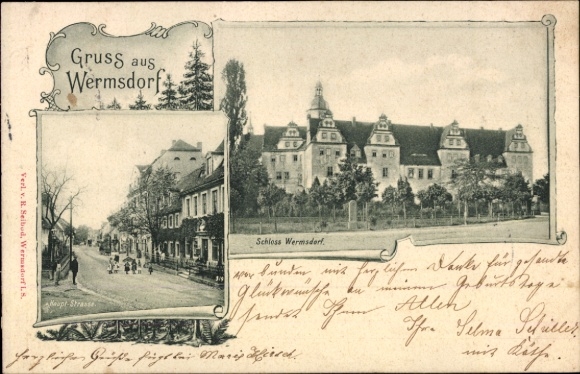 Ak Wermsdorf in Sachsen, Schloss Wermsdorf, Hauptstraße