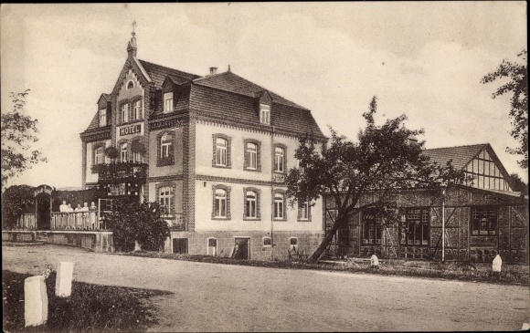 Postcard Allendorf an der Eder, hotel and restaurant to the train station