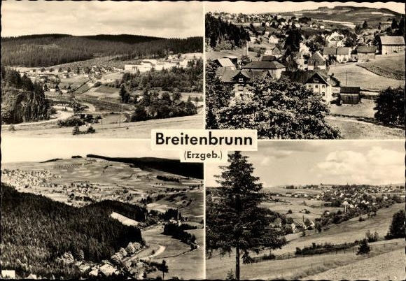 9 oude ansichtkaarten Breitenbrunn in het Ertsgebergte, diverse aanzichten