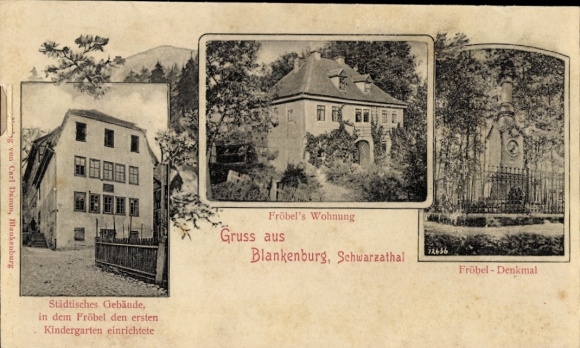 Ak Bad Blankenburg in Thüringen, Fröbel's Wohnung, Denkmal, Städtisches Gebäude