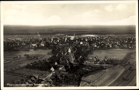 Postcard Sandhausen near Heidelberg?, aerial view