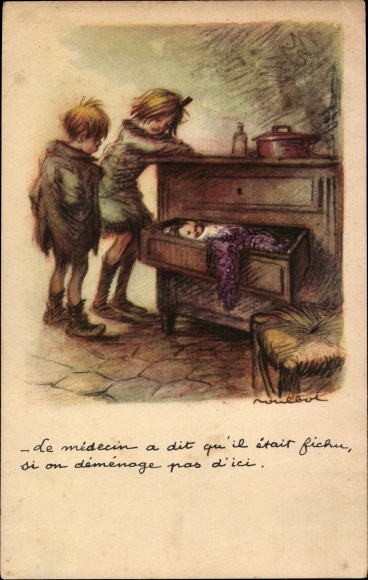 Artist Postcard Poulbot, Franciscque, The doctor said he was done