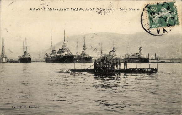 Ak Französisches Kriegsschiff, U-Boot Girondin
