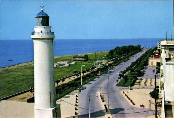 Postcard Alexandroupoli Greece. Quay, lighthouse