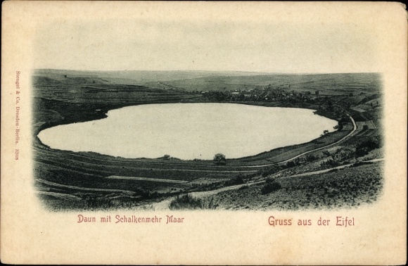 Postcard Schalkenmehren in the Eifel, Schalkenmehrener Maar, Daun
