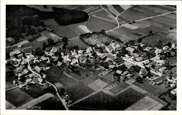 Postcard Erpfting near Landsberg am Lech Upper Bavaria, aerial photograph
