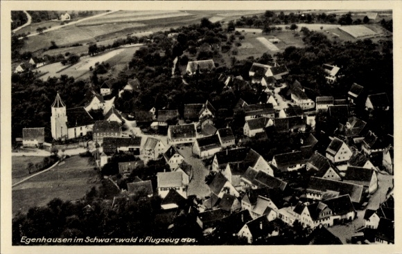 Ak Egenhausen im Nordschwarzwald, Fliegeraufnahme der Stadt
