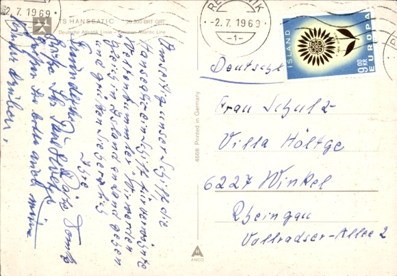 Postcard steamer TS Hanseatic, German Atlantic Line