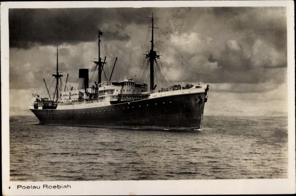 Postcard Frachtschiff Poelau Roebiah, Netherlands Steamship Company