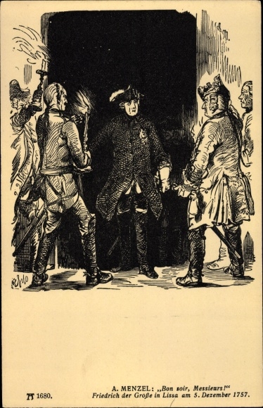 Artist PC Menzel, Adolph, Frederick the Great in Lissa 1757, Ackermann 1680