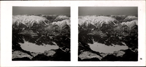 Stereo spatial image photo &quot;Traditionsgau Munich Oberbayern&quot; No. 76 Eibsee above Grainau