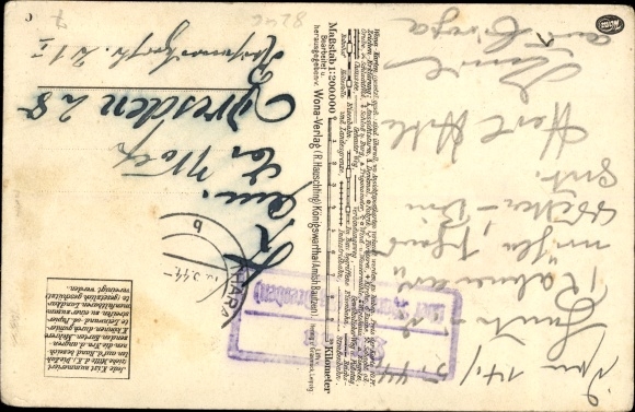 Maps Postcard Zinnwald Georgenfeld Altenberg in the Erzgebirge, Wona map, glassworks, Lauenstein