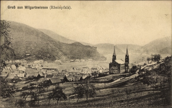 Postcard Wilgartswiesen in the Palatinate, general view
