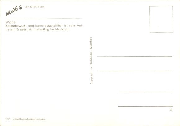 Postcard Mecki the hedgehog as a sculptor, zodiac sign Aries, 21 March to 20 April