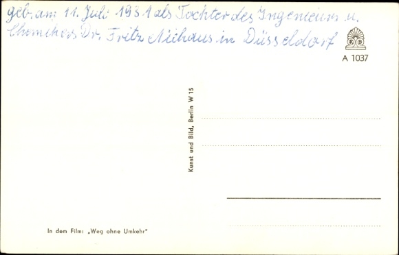 Postcard Actress Ruth Niehaus, Portrait, Path without Return