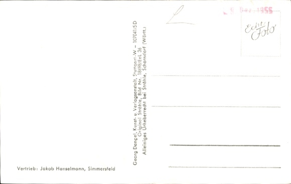 Postcard Simmersfeld in the Black Forest, aerial photograph
