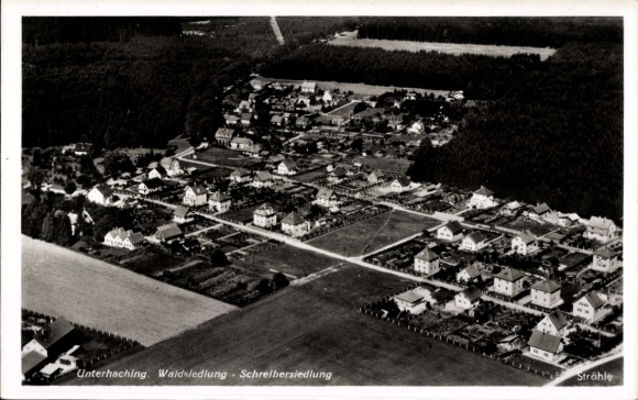 Ak Unterhaching in Opper-Beieren, luchtfoto, Waldsiedlung, Schreibersiedlung