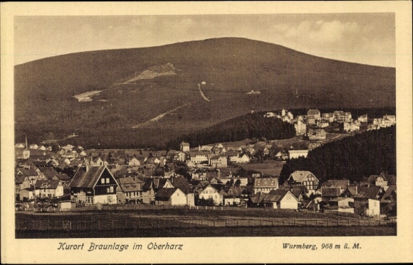 Postcard Braunlage in the Upper Harz, spa town of Braunlage in the Upper Harz, Wurmberg, 968 m above sea level.