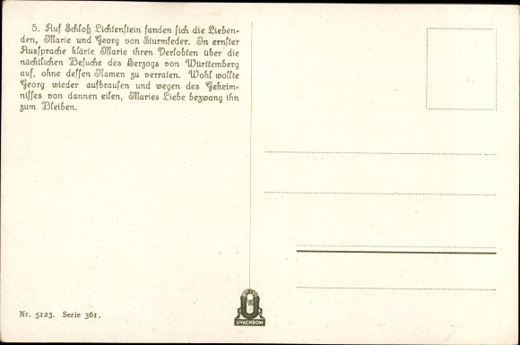 Artist PC Klein, E., Lichtenstein, novel by Wilhelm Hauff, Georg von Sturmfeder