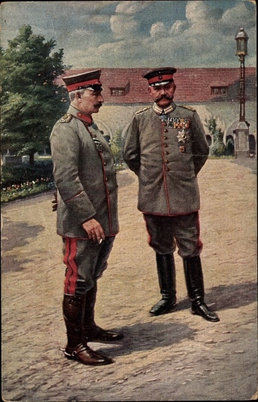 Postcard Kaiser Wilhelm II, Field Marshal Paul von Hindenburg, Posen Castle, 1915