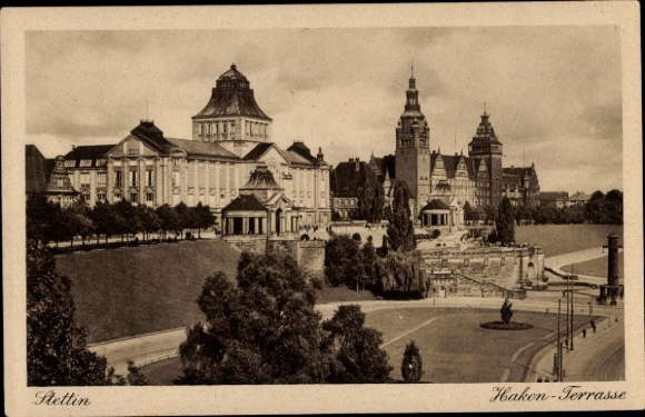 Postwaardestukken Briefkaart Szczecin Stettin Pommeren, Haken-Terrasse