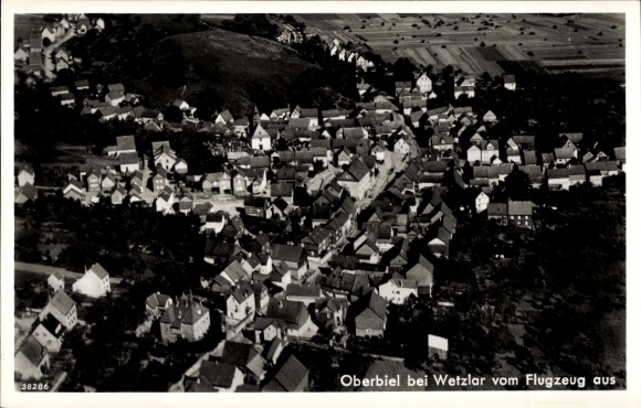 Postcard Oberbiel Solms in Hesse, aerial view of Oberbiel, Wetzlar, houses, rural surroundings