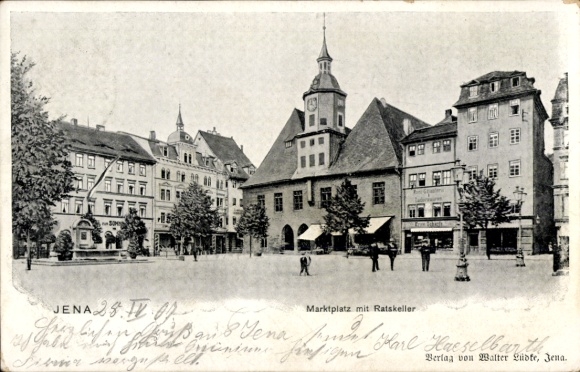 Ak Jena in Thüringen, Marktplatz mit Ratskeller, Stadtansicht,  Architektur