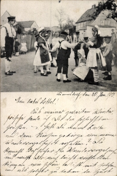 Ak Cunnersdorf Ottendorf Okrilla Sachsen, Tanzende Kinder, Tracht