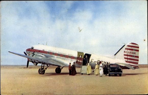Postcard Algerisches Passagierflugzeug, Douglas DC 3, General Company of Air Transport, Air Algérie