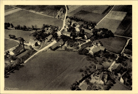 Postcard Olgishofen Kirchhaslach in Swabia, aerial photograph