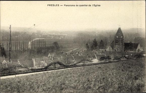 Ak Presles Val d'Oise, Panorama du Quartier de l´Église