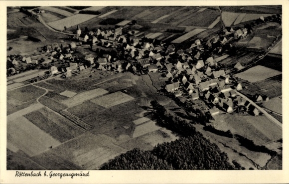 Postcard Röttenbach near Georgensgmünd in Middle Franconia, aerial photograph