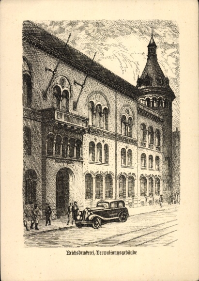 Artist Postcard Berlin Kreuzberg, Reichsdruckerei, Administration