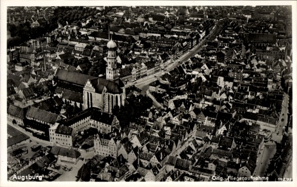 Postcard Augsburg in Swabia, aerial view of the city, buildings