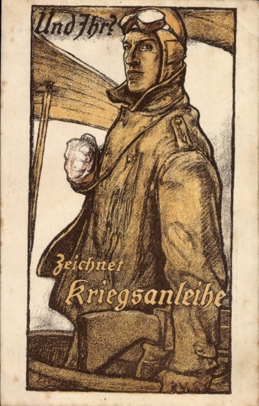 Artist Postcard Erler, And you?, Subscribes to war bonds, fighter pilot