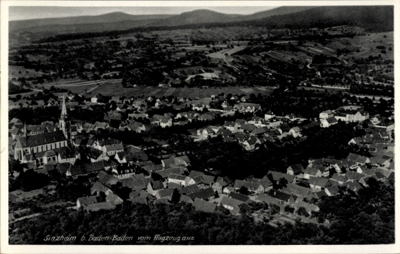 Postcard Sinzheim in Baden, aerial photograph