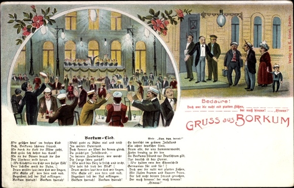 Judaika Postcard North Sea resort Borkum in East Frisia, Borkum song, Jews, flat feet, anti-Jewish