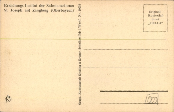 Postcard Zangberg in Upper Bavaria, Educational Institute St. Joseph of the Salesian Sisters, Mariengarten