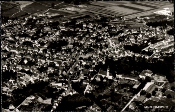 Postcard Laupheim in Upper Swabia Württemberg, aerial photograph