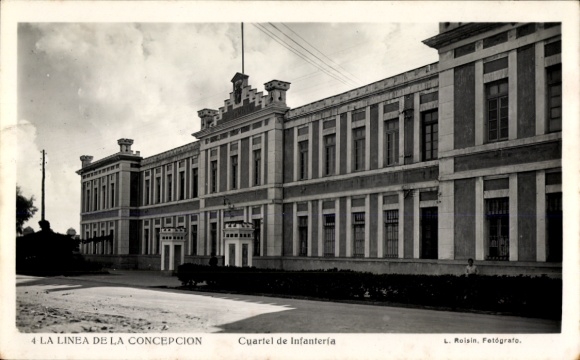 Postcard View of the front of a Spanish barracks
