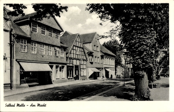 Ak Melle in Niedersachsen, Markt, Fachwerkhaus