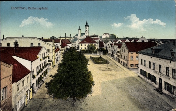 Postcard Dorfen in Upper Bavaria, Rathausplatz