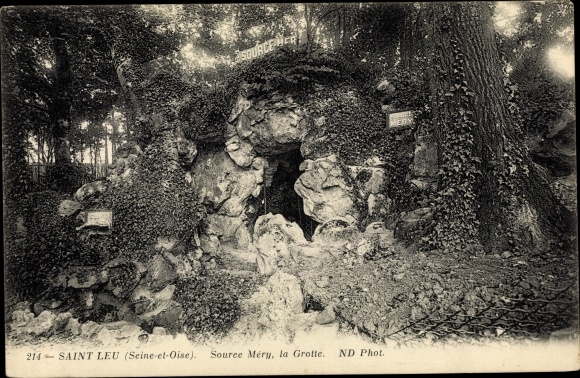 Ak Saint Leu la Forêt Val d'Oise, Saint Leu, source Méry, la Grotte